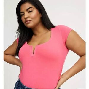 Torrid Foxy Scoop V-wire Ruched Top Pink Size 2 (18/20) 2X